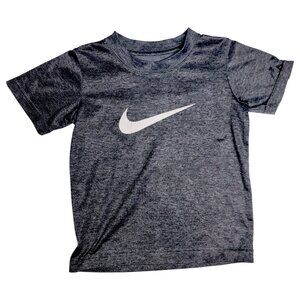 Nike Boys Size 4 (4–5 Yrs) Heather Gray Logo T-Shirt Swoosh Athletic Tee